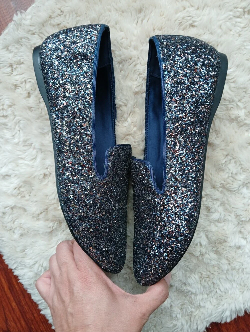 💎 BIRDIES Women’s Shoes The Starling Slipper Flats Galaxy Glitter Multicolor